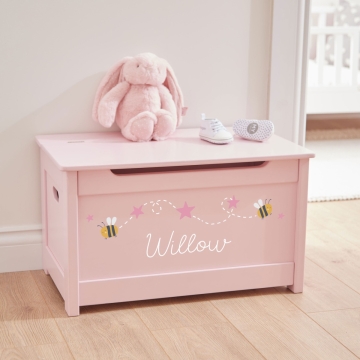 Personalised Pink Bumblebee Star Toy Box FSC®