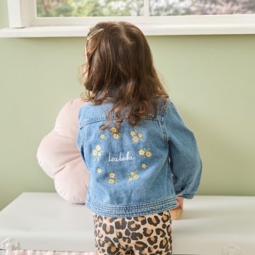 Personalised Yellow Flower Wreath Denim Jacket