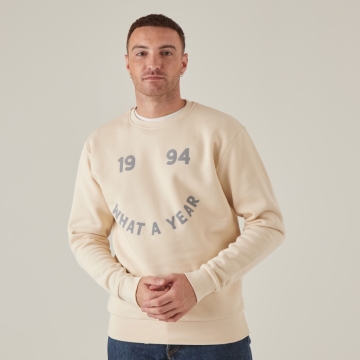 Personalised Men's Cream What A Year Slim-Fit Sweatshirt 