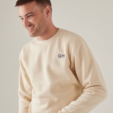 Personalised Men's Cream Initial Sweatshirt 