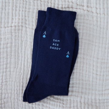 Personalised Father's Day Ace Navy Socks