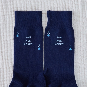 Personalised Father's Day Ace Navy Socks