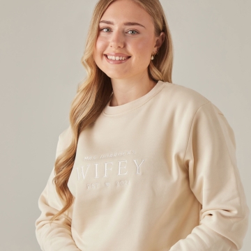 Personalised Cream Wifey Sweatshirt