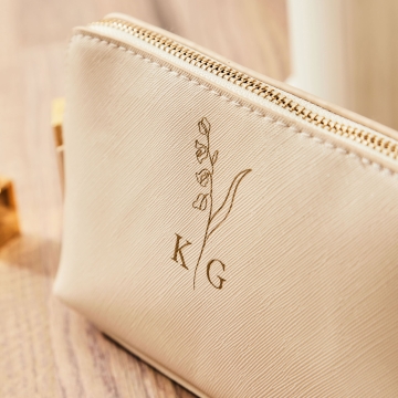Personalised Birth Flower Oyster Medium Make-Up Bag