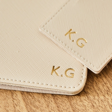 Personalised Embossed Passport Holder and Luggage Tag in Oyster by Made Yours