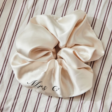 Personalised Extra Large Silky Scrunchie in Ivory by Made Yours