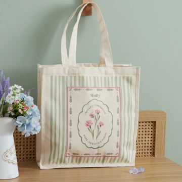 Personalised Birth Flower Tote Bag