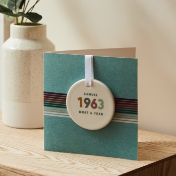 Personalised What a Year Retro Ceramic Decoration by Made Yours