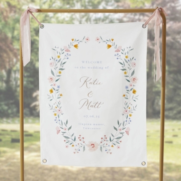 Personalised Wildflower Wedding Fabric Welcome Sign