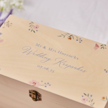 Personalised Wildflower Wedding Keepsakes Wooden Box FSC®