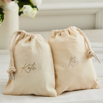 Personalised Script Font Drawstring Gift Bag 