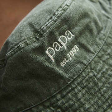 Personalised Vintage Dad Bucket Hat in Olive Green