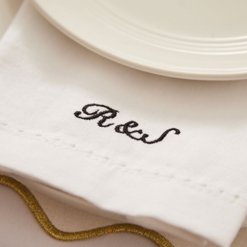 Personalised Embroidered Cotton White Napkin