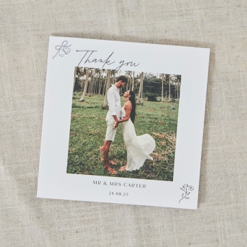 Personalised Black & White Wedding Thank You Photo Card