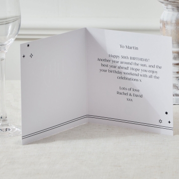 Personalised Sparkle 50th Birthday Card