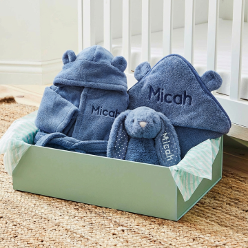 Personalised Wave Blue Splash, Snuggle & Cuddle Gift Set 