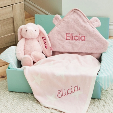 Personalized New Baby Essentials Gift Set - Pink