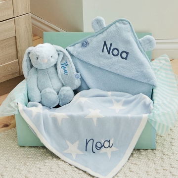 Personalised New Baby Essentials Gift Set - Blue