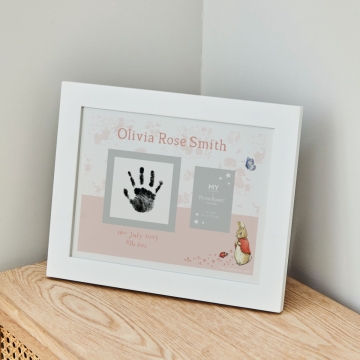 Personalised Flopsy Bunny&trade; Pink Handprint Frame