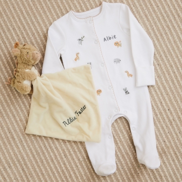 Personalised Born to be Loved Sleepsuit & Comforter Gift Set