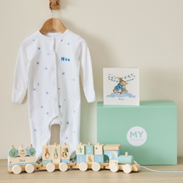 Personalised Blue Newborn Peter Rabbit Gift Set
