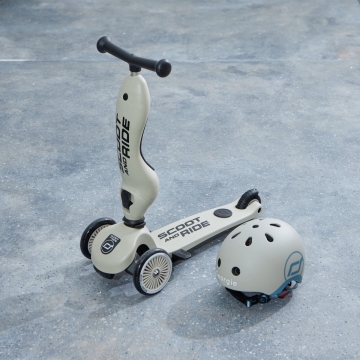 Personalised Scoot and Ride Highway Kick 1 Push & Go Scooter & Helmet Gift Set in Ash 