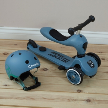 Personalised Scoot & Ride Push & Go Steel Scooter & Helmet Gift Set