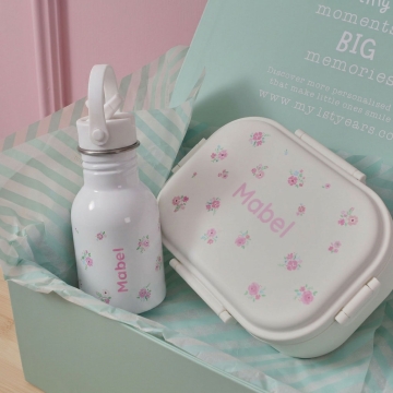 Personalised Ditsy Bottle & Lunchbox Set