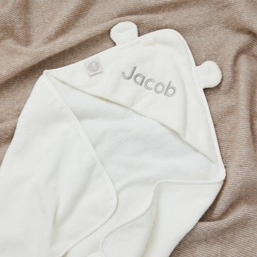 Personalized Small Ivory Hooded Bath Towel