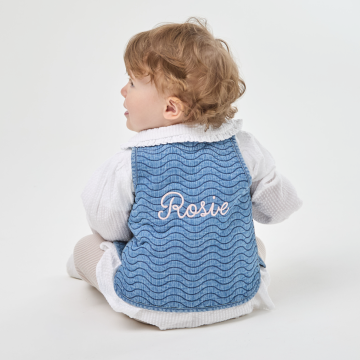Personalised Back Name Quilted Denim Gilet