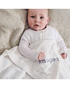 Personalized Ivory Star Jacquard Baby Blanket