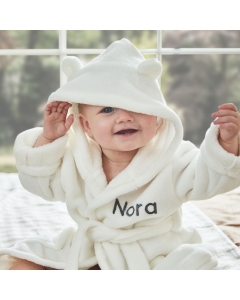 Personalised Ivory Hooded Fleece Robe