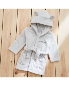 Personalised Grey Hooded Fleece Robe