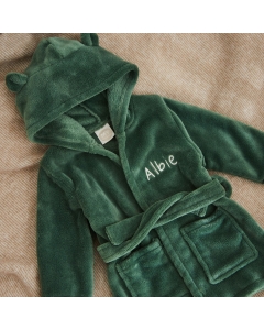 Personalised Forest Green Fleece Robe With Ears