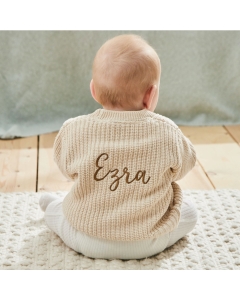 Personalised Oatmeal Knitted Cardigan