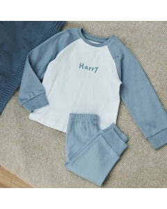 Personalised Blue Jersey Pyjamas 