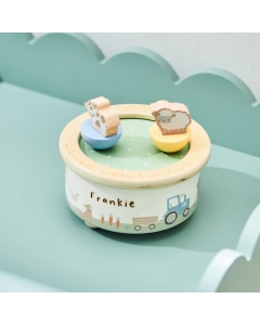 Personalised Sage Wooden Farmyard Music Box FSC&reg;