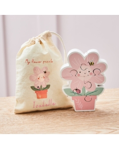 Personalised Flower Wooden Puzzle with Drawstring Bag FSC&reg;