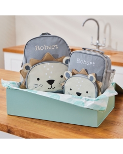 Personalised Lion Backpack & Lunch Bag Gift Set