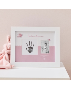 Personalized Pink New Baby Handprint Photo Frame