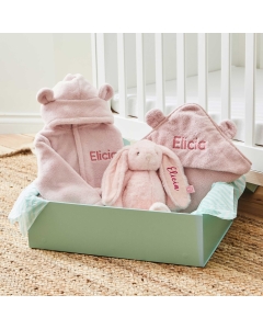 Personalised Pink Splash, Snuggle & Cuddle Gift Set