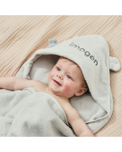 Personalized Small Grey Hooded Bath Towel
