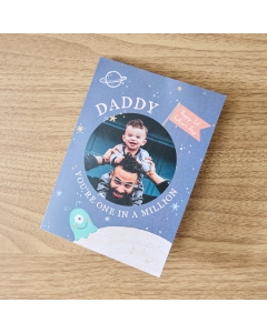 Personalised Grey Space Photo Upload Father&rsquo;s Day Card