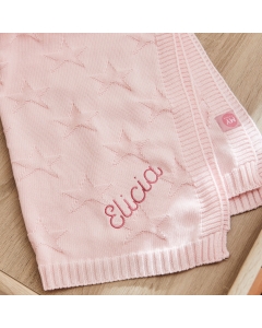 Personalized Pink Star Jacquard Baby Blanket