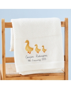 Personalized Three Ducks Ivory Shawl