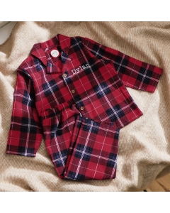 Personalised Traditional Red Checkered Pyjamas