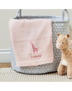 Personalized Pink Giraffe Knitted Shawl