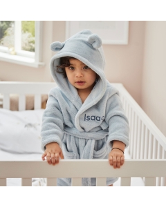 Personalised Blue Hooded Fleece Robe