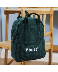 Personalised Mini Forest Green Cord Build-a-Backpack