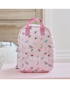 Personalized Quilted Navy Floral Mini Grab Handle Backpack 